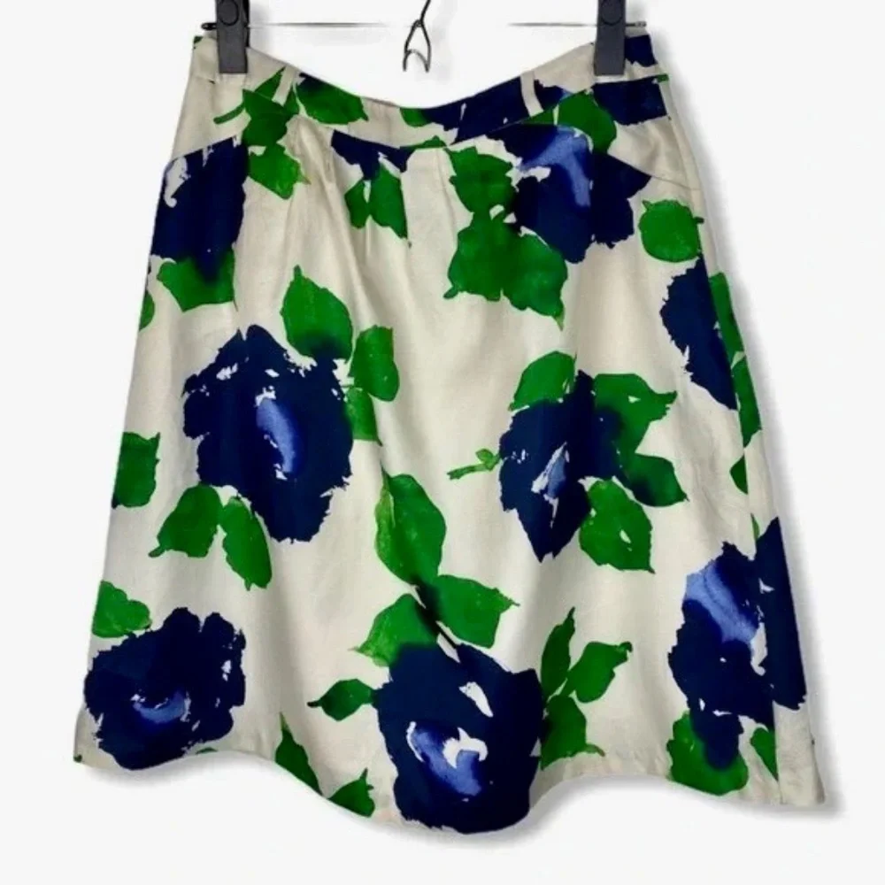 Outback Red Blue Floral Pleated A-line Skirt Women's Size Large NWT - Picture 2 of 7
